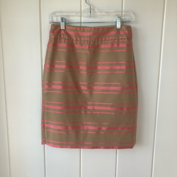J CREW Factory Tan & Coral Striped Pencil Skirt - Picture 11 of 11